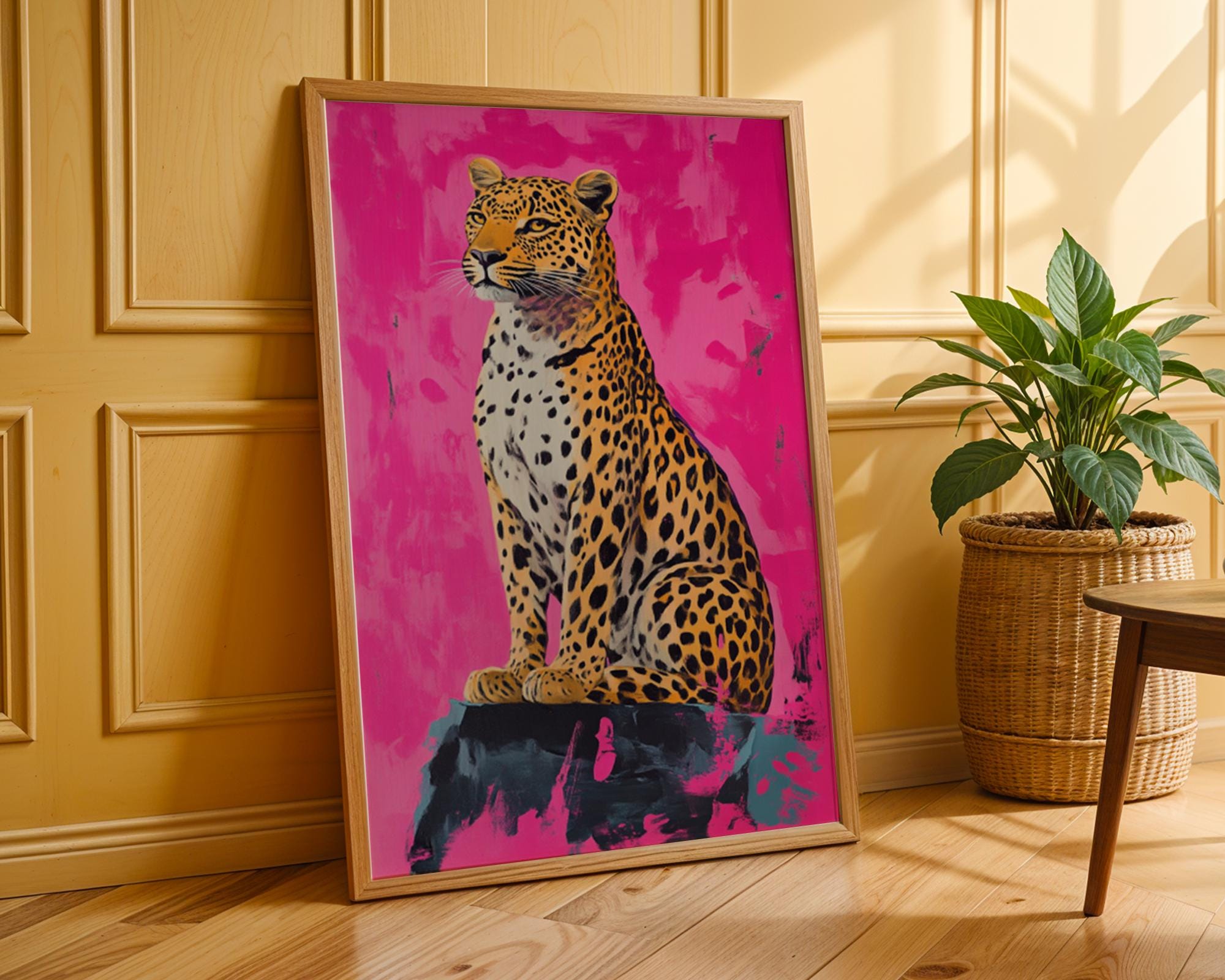 Pink Leopard Art Print | Modern Jungle Animal Poster wall art print, modern home decor, unframed artwork by Nomad & Nest