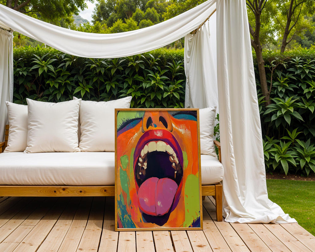 Mouth Pop Art Print | Neon Tongue Canvas Poster wall art print, modern home decor, unframed artwork by Nomad & Nest