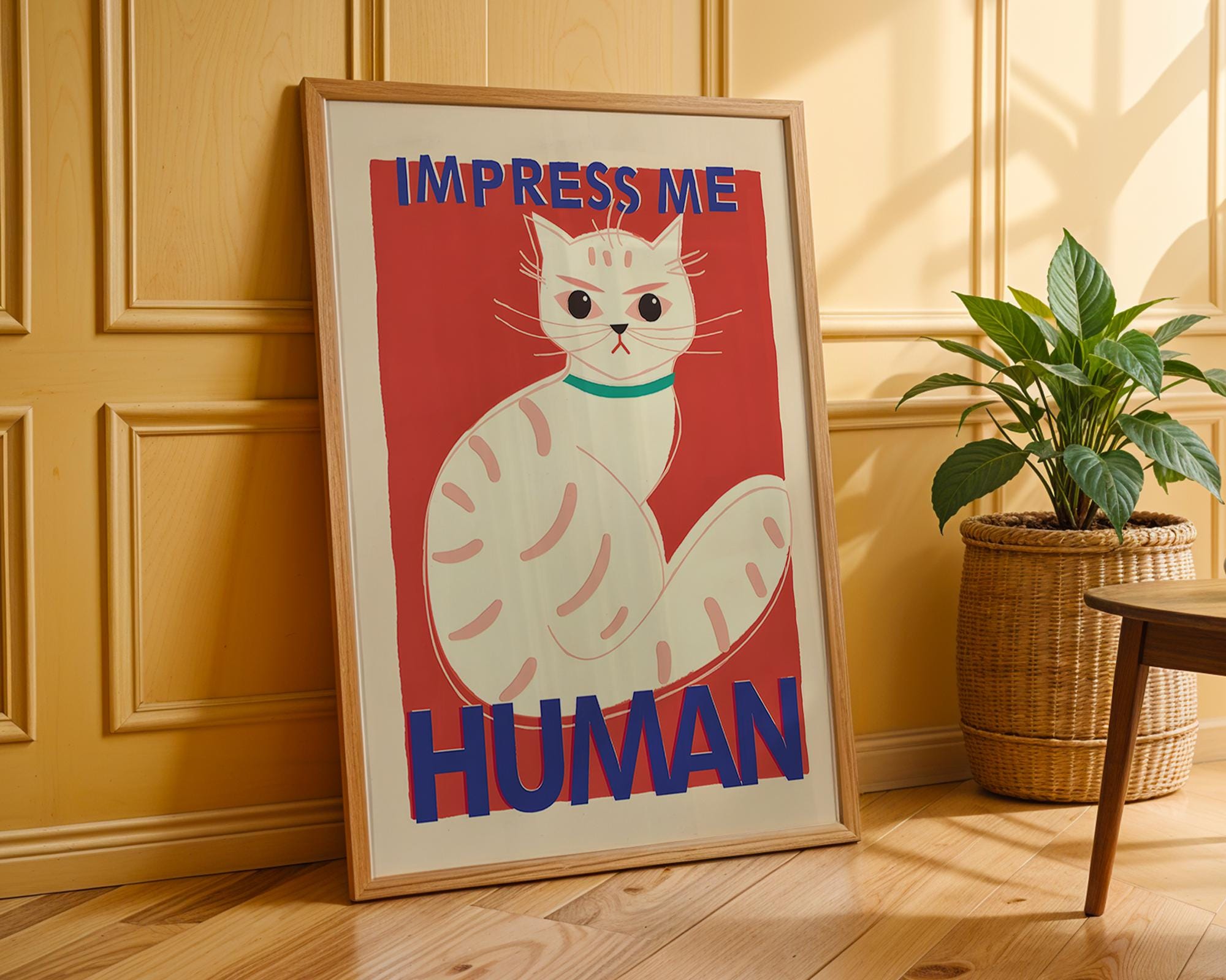 Funny Cat Quote Art Print | Retro Feline Illustration wall art print, modern home decor, unframed artwork by Nomad & Nest