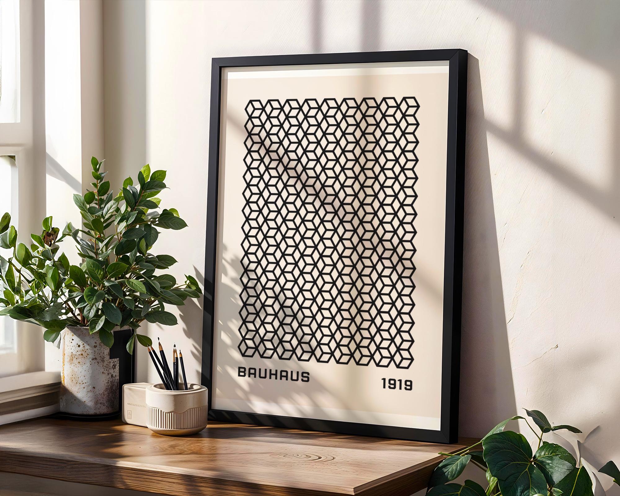 Bauhaus Poster Geometric Art Print | Black and White Minimalist wall art print, modern home decor, unframed artwork by Nomad & Nest