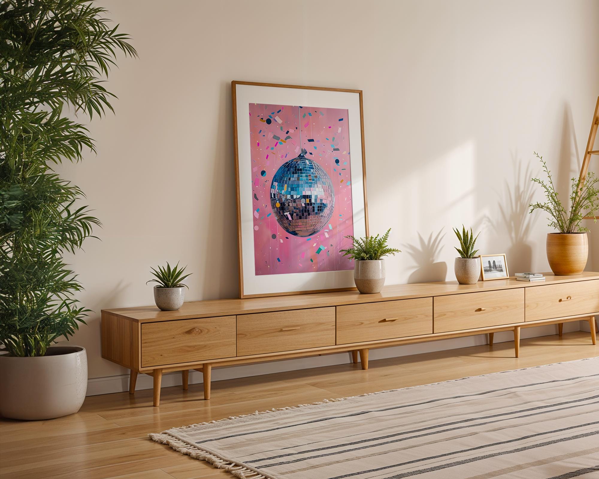 Modern Pop Art | Pink Disco Ball  Print | Retro Glam Home Decor wall art print, modern home decor, unframed artwork by Nomad & Nest