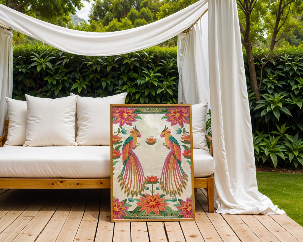 Tropical Parrot Art Print | Colorful Floral, Exotic Bird Wall Art wall art print, modern home decor, unframed artwork by Nomad & Nest