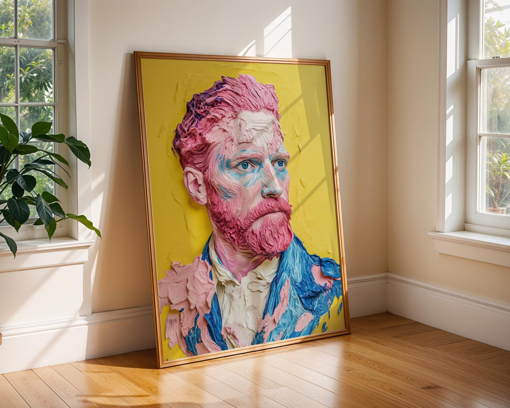 Pop Art Van Gogh Portrait | Pink & Blue Impasto Print wall art print, modern home decor, unframed artwork by Nomad & Nest