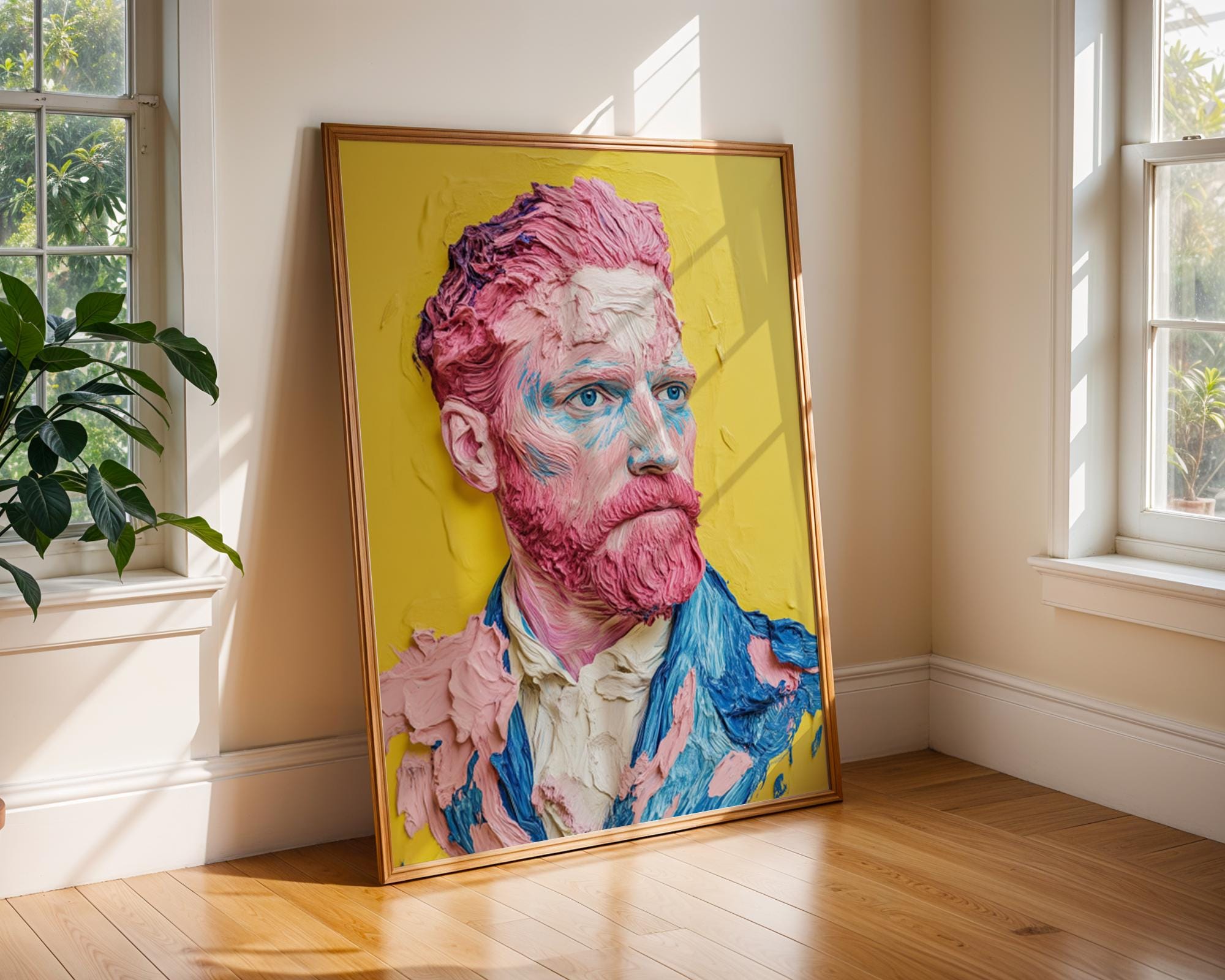 Pop Art Van Gogh Portrait | Pink & Blue Impasto Print wall art print, modern home decor, unframed artwork by Nomad & Nest