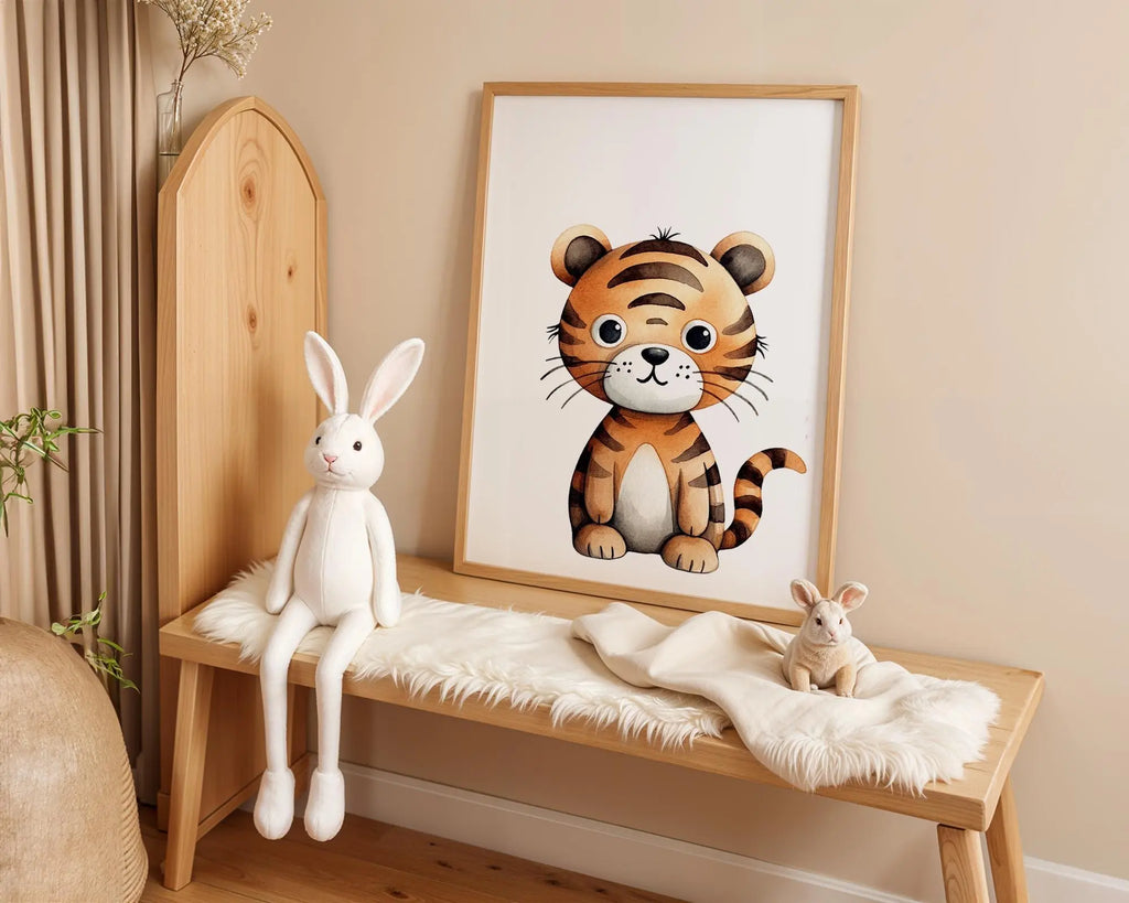 Playroom Ideas | Tiger Nursery Wall Art | Jungle Animal Baby Deco wall art print, modern home decor, unframed artwork by Nomad & Nest