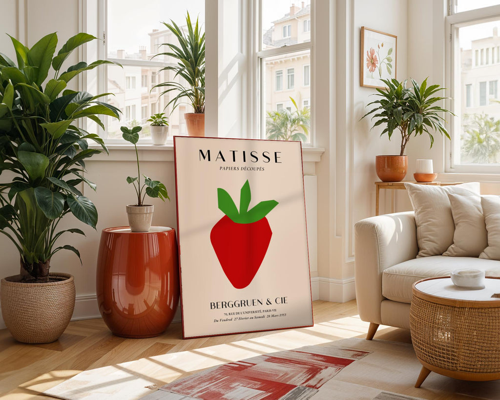 Henri Matisse Print | Inspired Strawberry | Minimalist Kitchen Wall Art wall art print, modern home decor, unframed artwork by Nomad & Nest