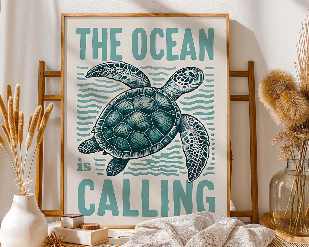 Turtle Wall Art Print | Coastal Marine Life Decor wall art print, modern home decor, unframed artwork by Nomad & Nest