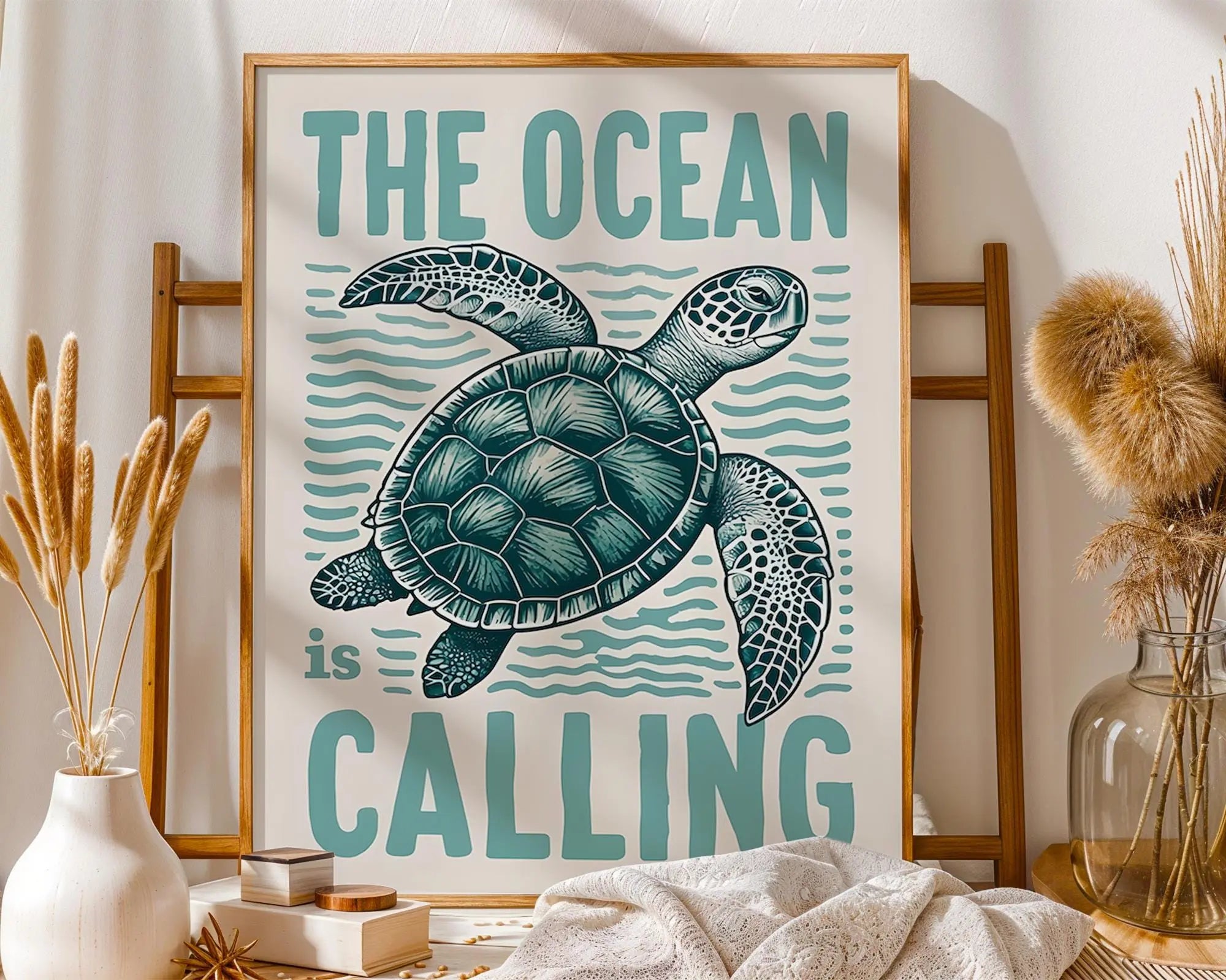Turtle Wall Art Print | Coastal Marine Life Decor wall art print, modern home decor, unframed artwork by Nomad & Nest