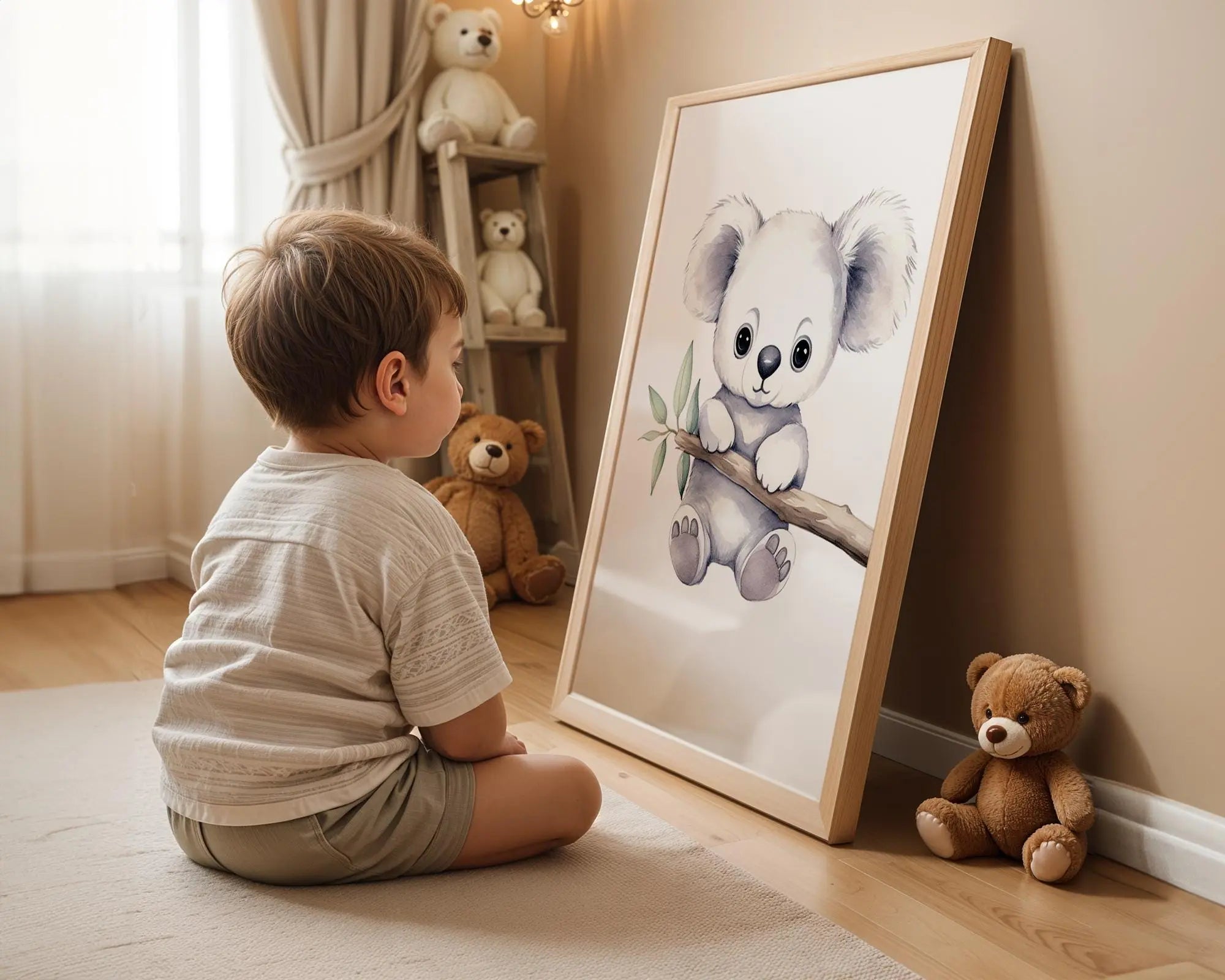 Playroom Ideas | Koala Nursery Wall Art | Australian Animal Baby Illustration wall art print, modern home decor, unframed artwork by Nomad & Nest