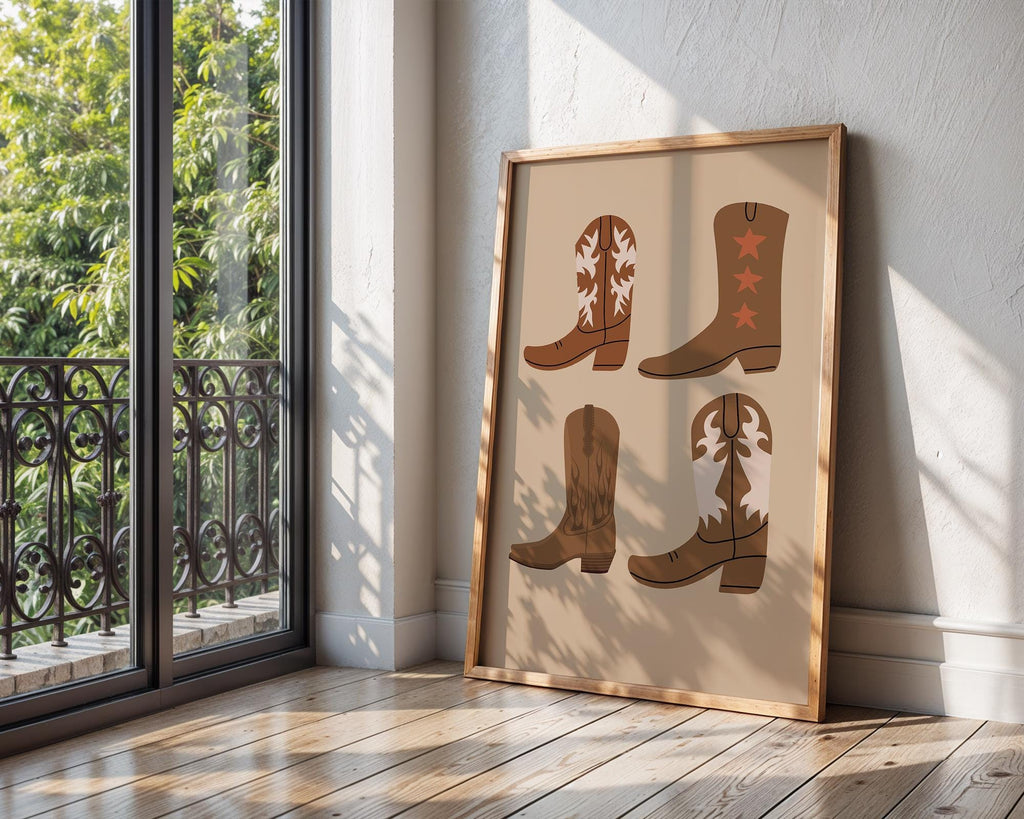 Cowboy Boots Print Set | Neutral Western Farmhouse Art wall art print, modern home decor, unframed artwork by Nomad & Nest