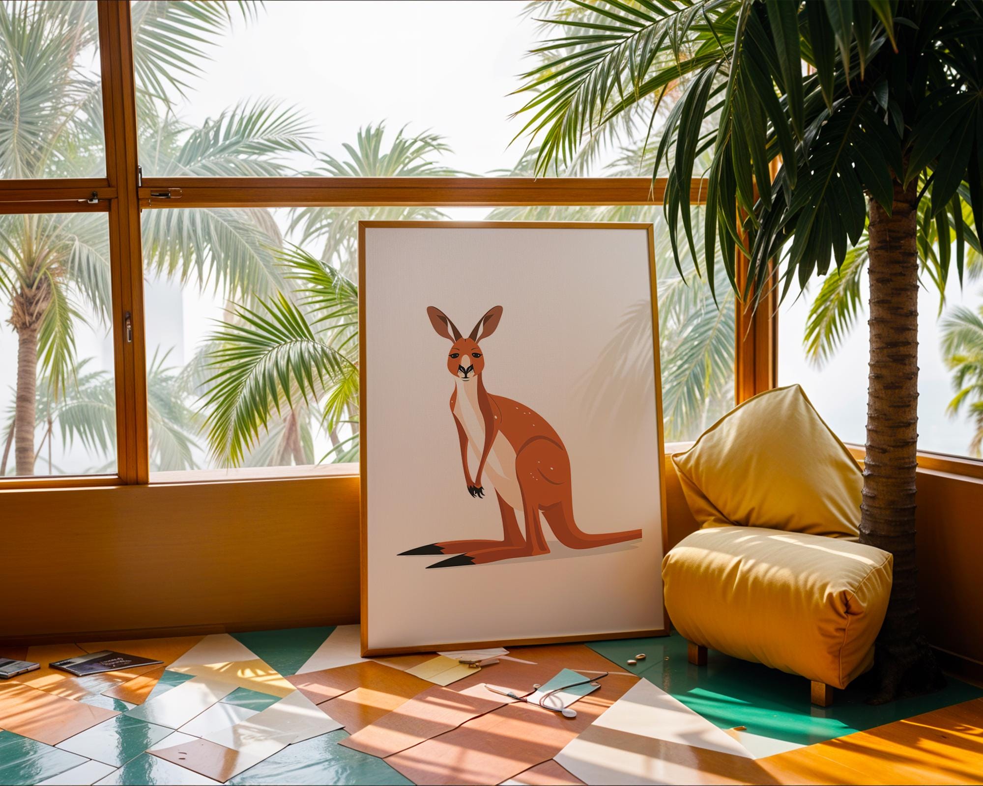 Kangaroo Art Print | Modern Nursery Decor, Aussie Animal Poster wall art print, modern home decor, unframed artwork by Nomad & Nest