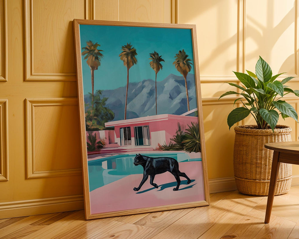 Black Panther Pool Art Print | Tropical Modern Home Decor wall art print, modern home decor, unframed artwork by Nomad & Nest