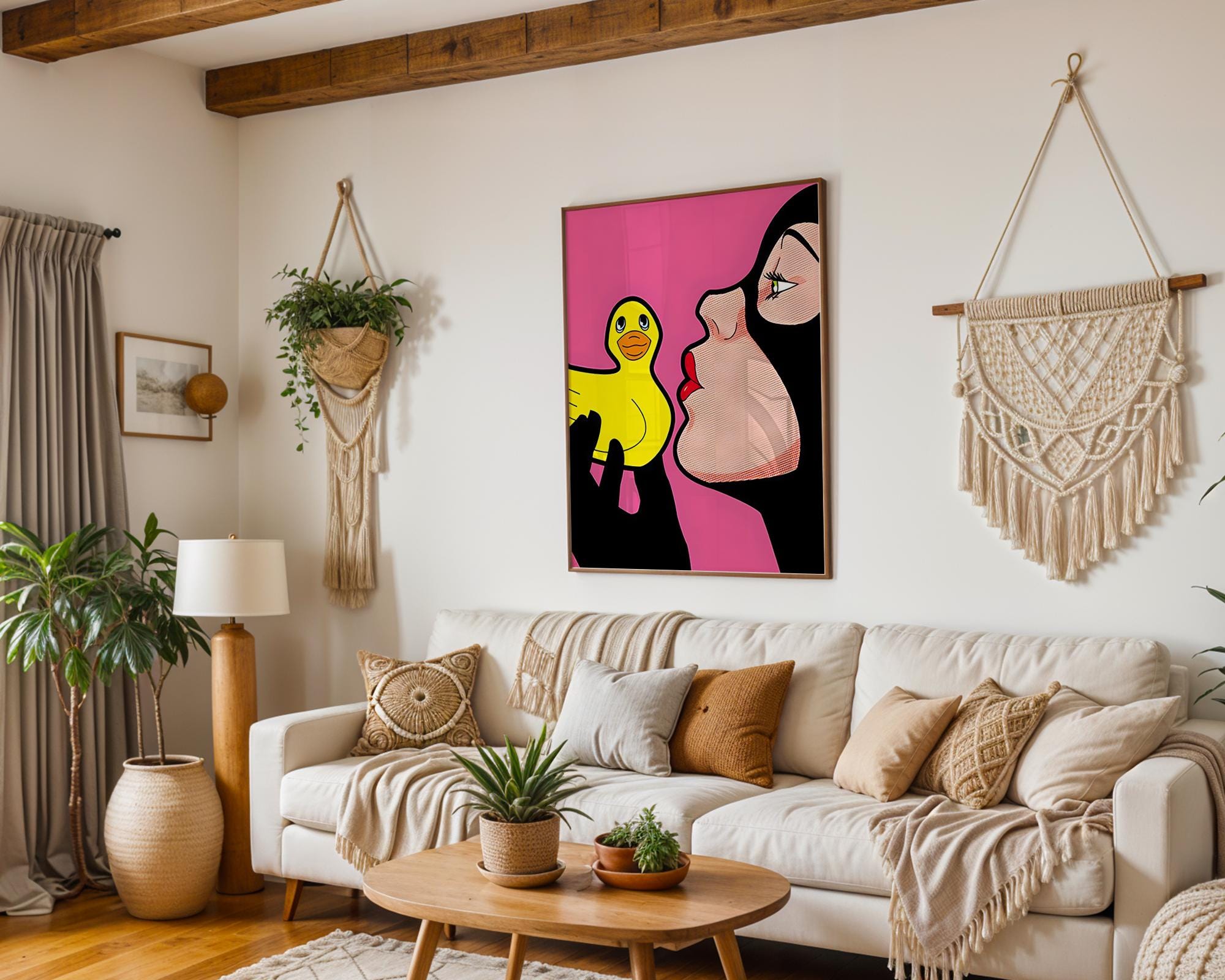 Modern Pop Art | Woman with Rubber Duck Print | Retro Comic Style wall art print, modern home decor, unframed artwork by Nomad & Nest