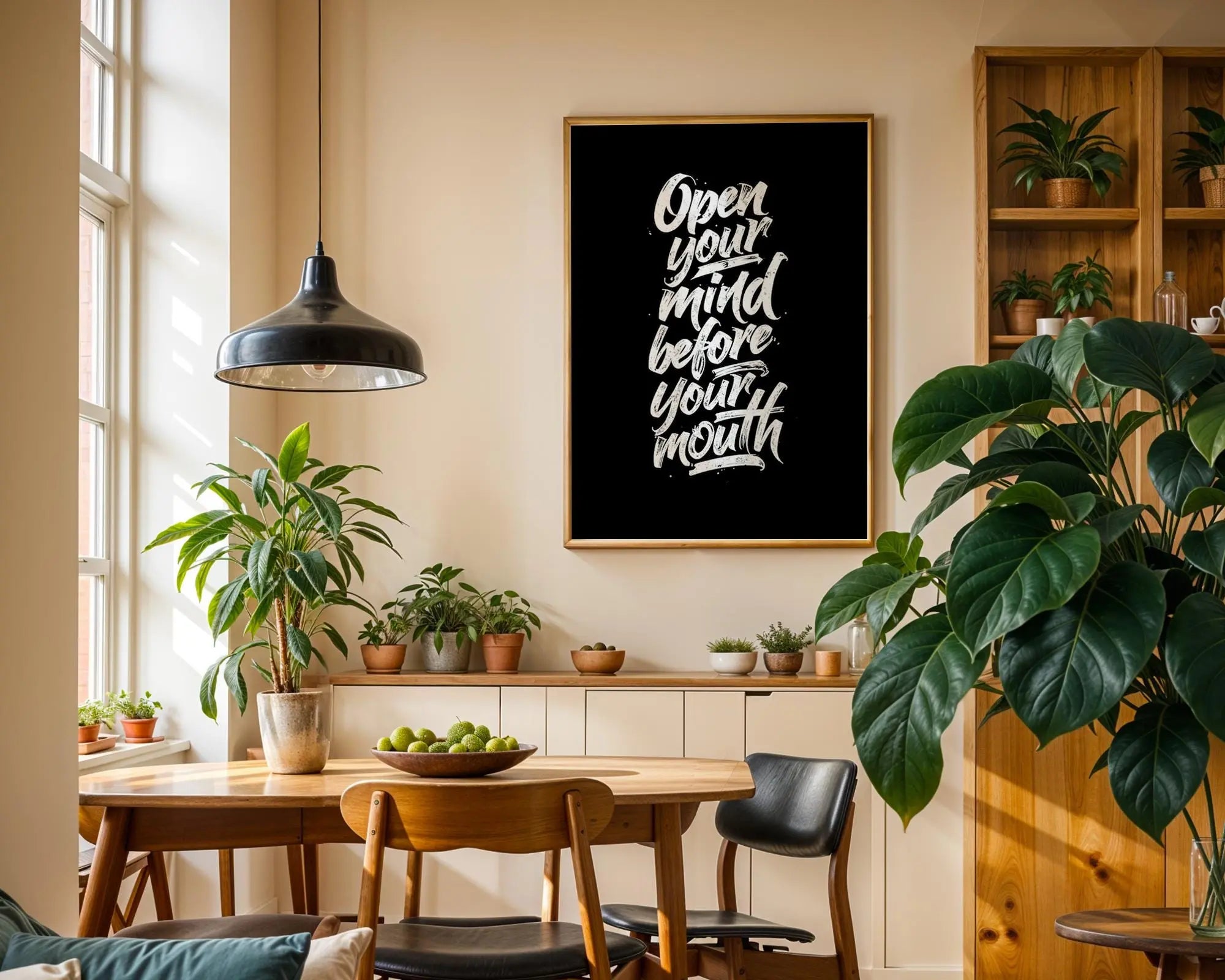 Positive Emotion | Open Your Mind Before Your Mouth Quote Print Bold Typography wall art print, modern home decor, unframed artwork by Nomad & Nest