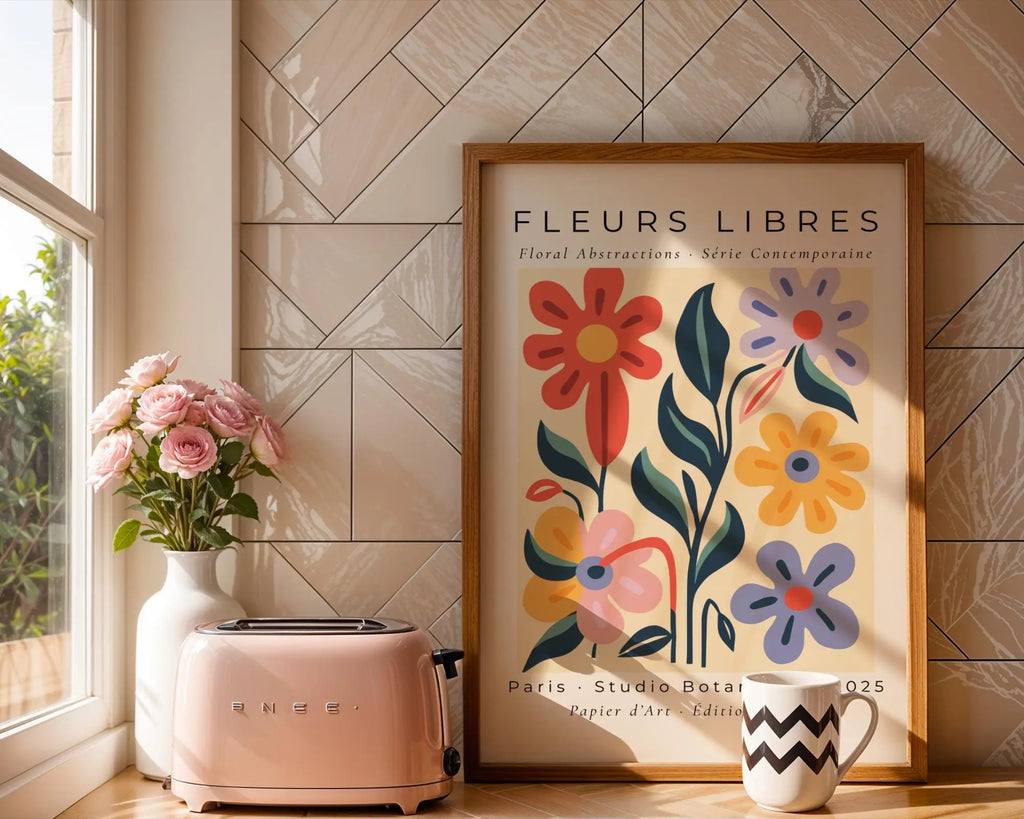 Abstract Floral Art Print | Colorful Paris Flower Poster wall art print, modern home decor, unframed artwork by Nomad & Nest