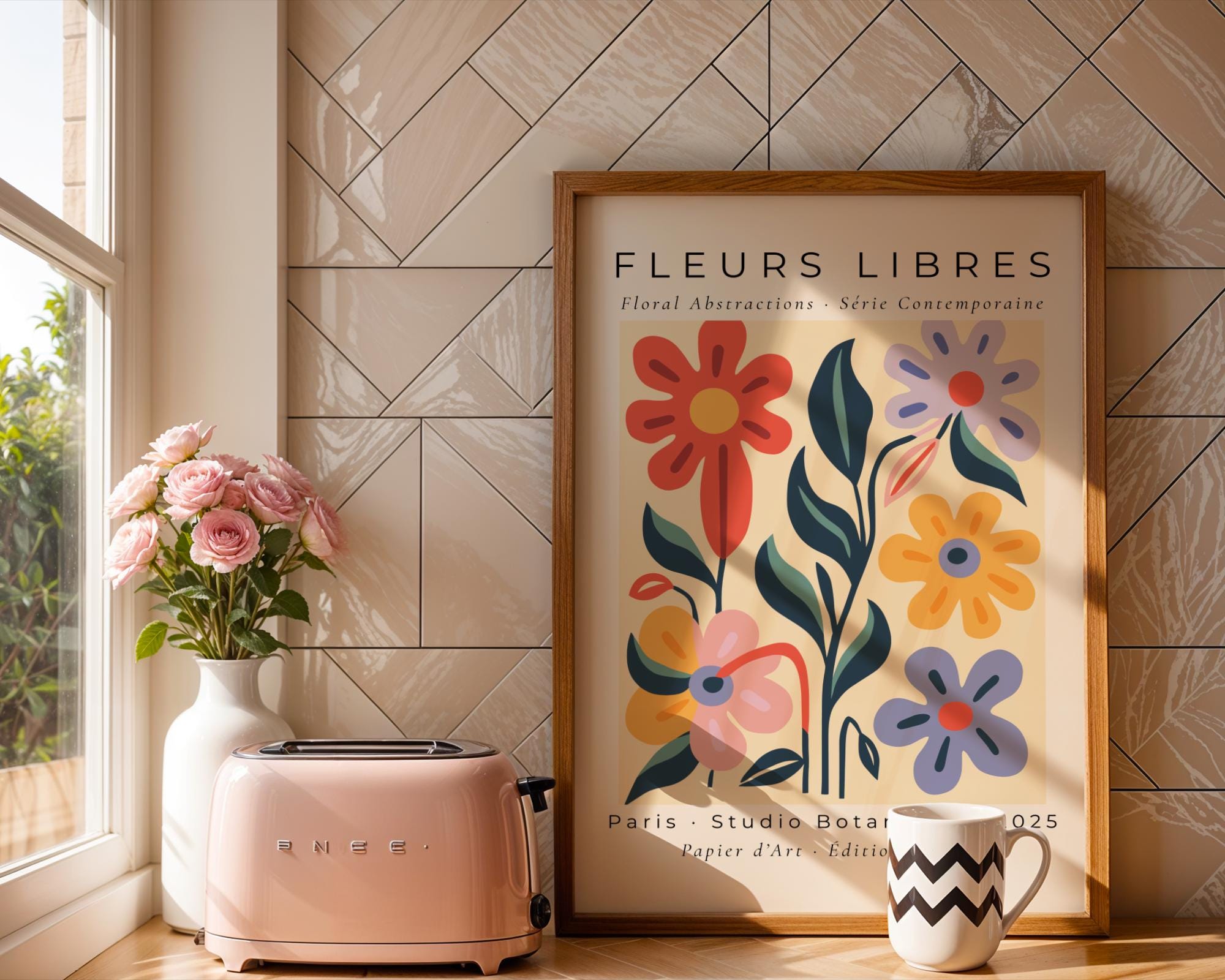 Abstract Floral Art Print | Colorful Paris Flower Poster wall art print, modern home decor, unframed artwork by Nomad & Nest