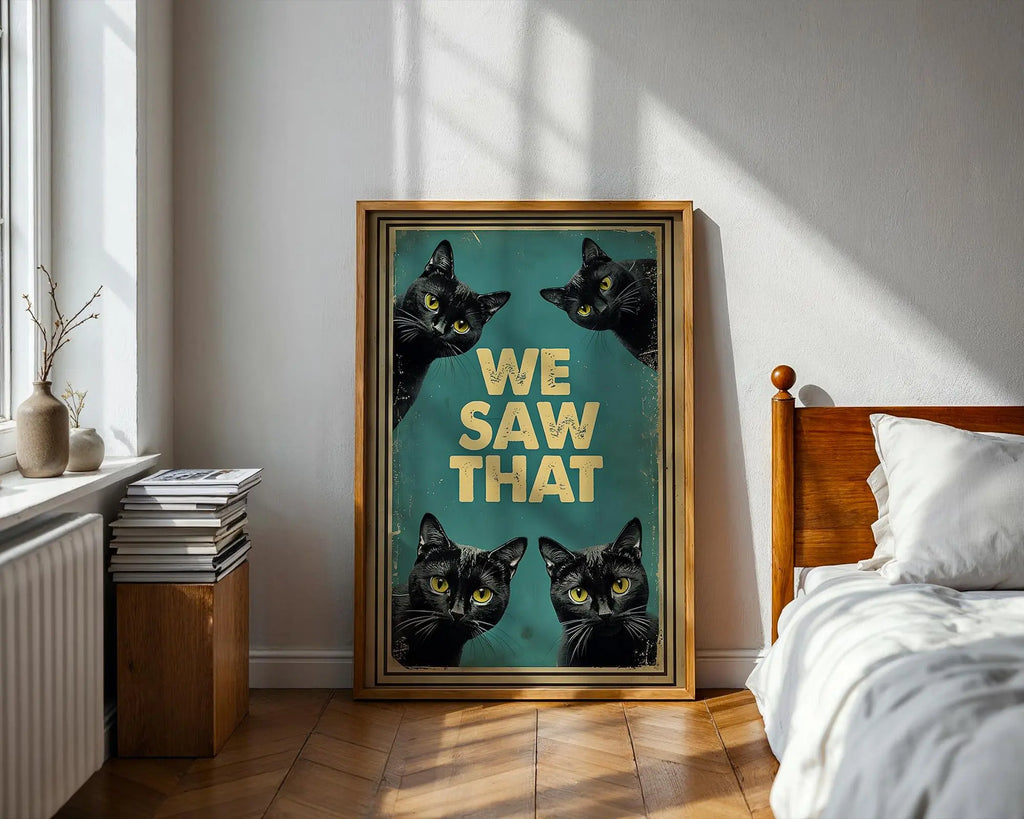 Funny Black Cat Poster | Judgmental Cats Retro Wall Art wall art print, modern home decor, unframed artwork by Nomad & Nest