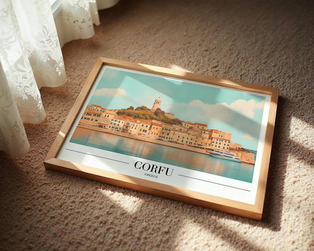 Corfu Greece Travel Poster | Seaside Coastal Print wall art print, modern home decor, unframed artwork by Nomad & Nest