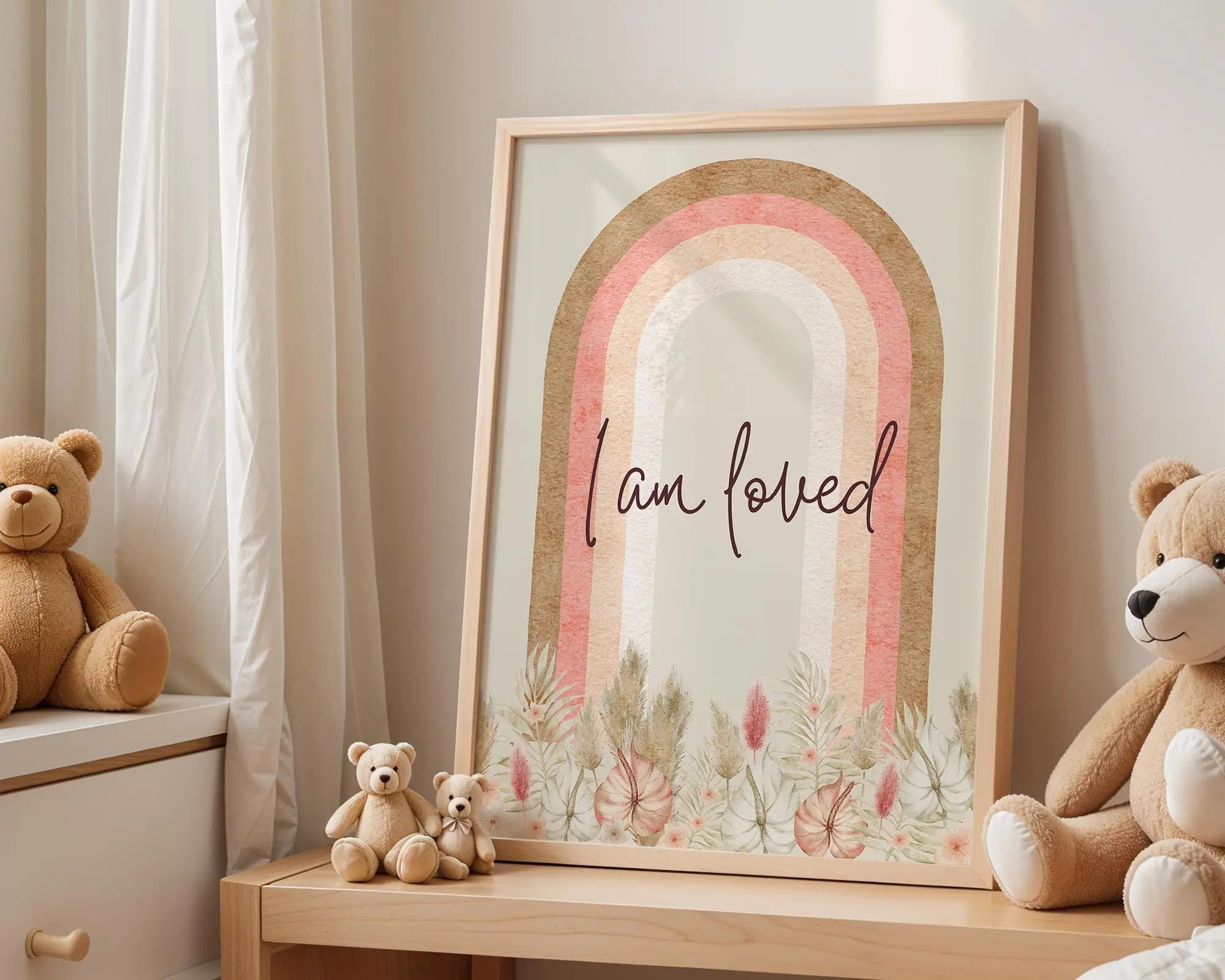 Playroom Ideas | I Am Loved Nursery Print | Rainbow Affirmation Wall Art wall art print, modern home decor, unframed artwork by Nomad & Nest
