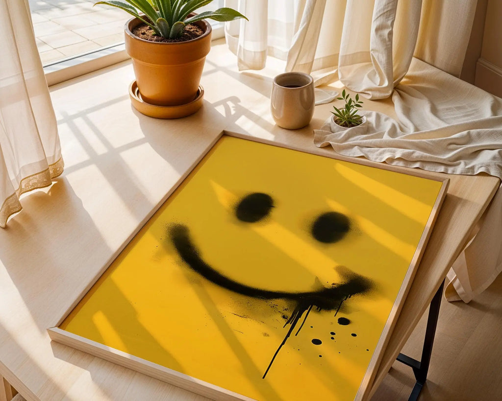 Positive Emotion | Graffiti Smile Wall Art | Street Art Smiley Face | Bold Modern Statement Poster wall art print, modern home decor, unframed artwork by Nomad & Nest