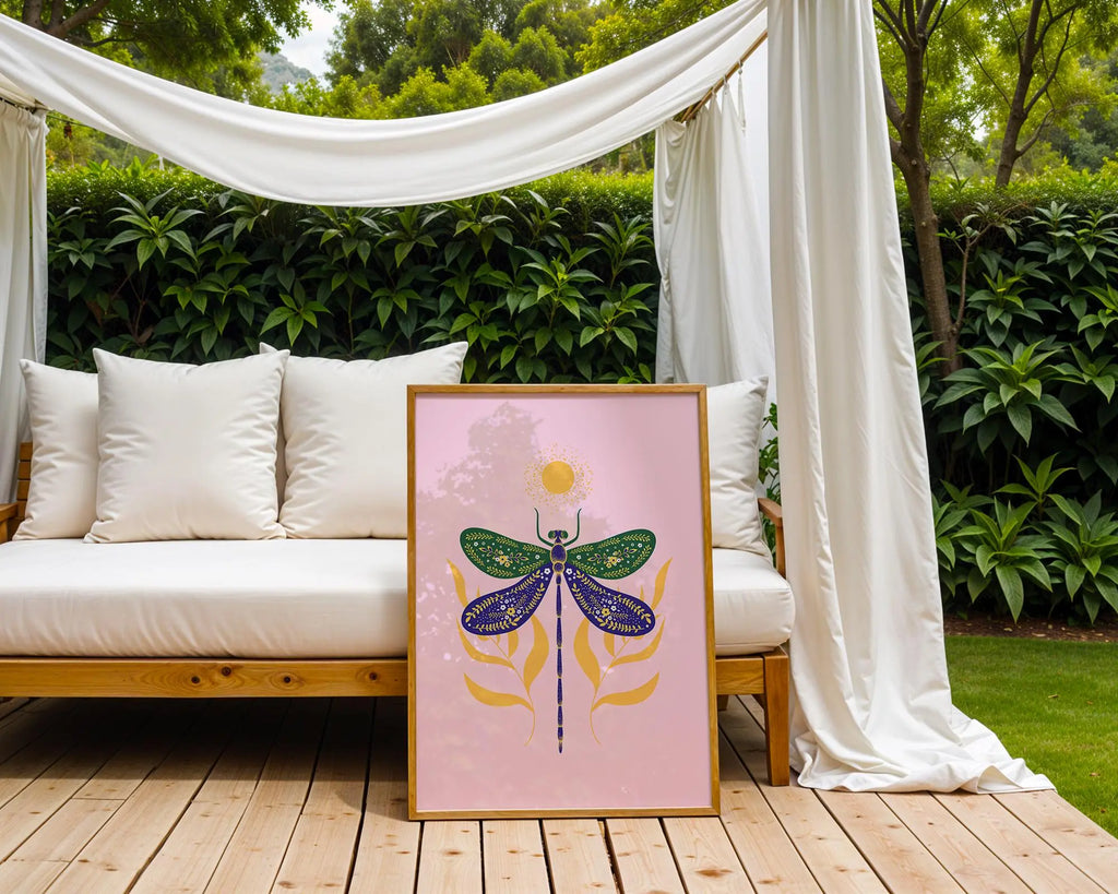 Dragonfly Botanical Art Print | Colorful Insect Illustration wall art print, modern home decor, unframed artwork by Nomad & Nest