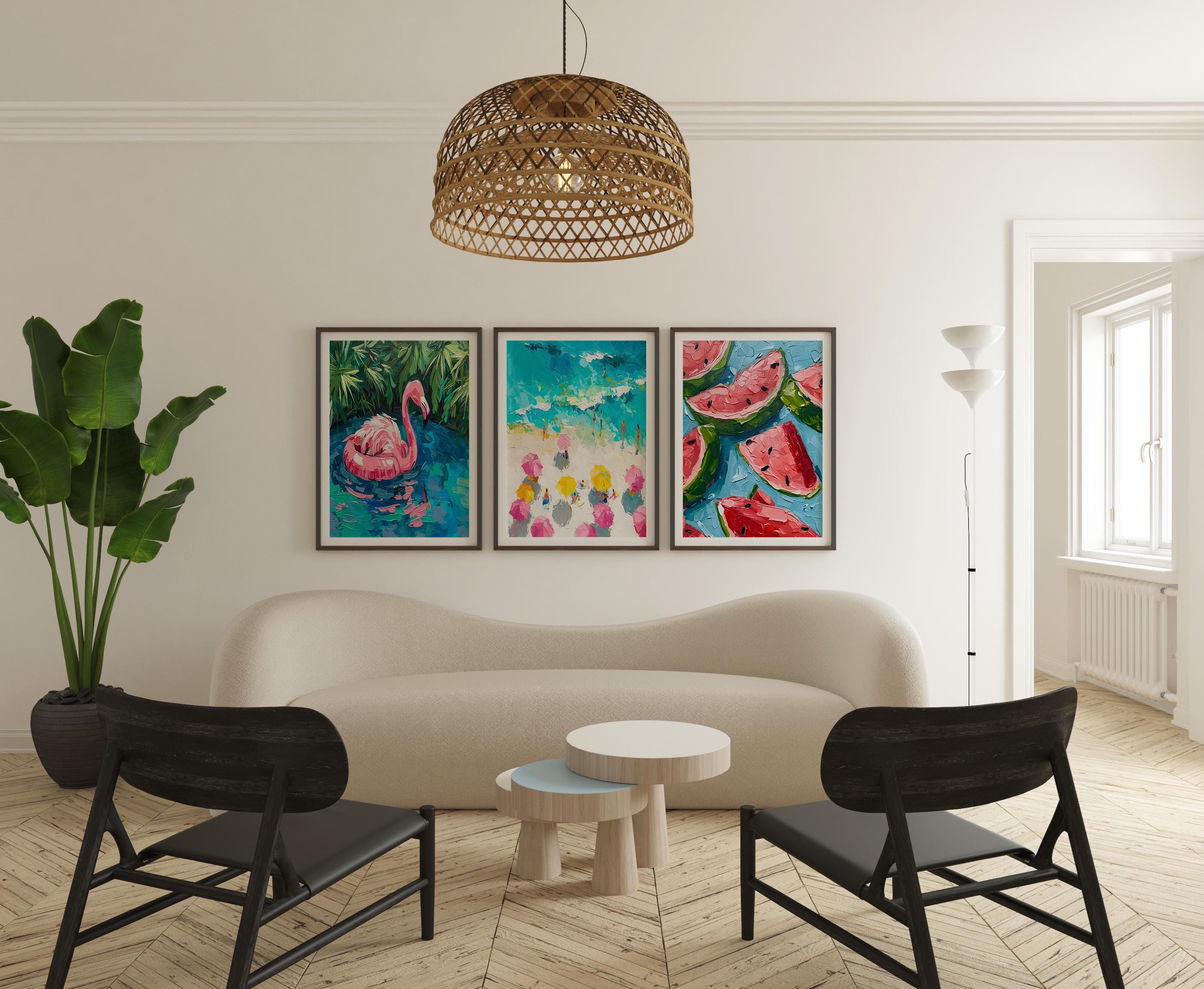 Colourful Prints | Summer Fruit & Flamingo Art Print Set | Mediterranean Wall Decor wall art print, modern home decor, unframed artwork by Nomad & Nest