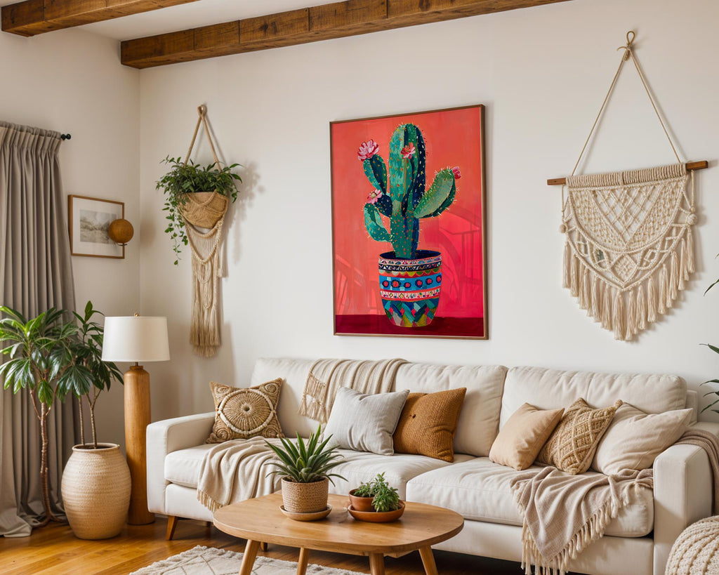 Modern Pop Art | Boho Cactus Print | Colorful Potted Plant, Southwestern wall art print, modern home decor, unframed artwork by Nomad & Nest