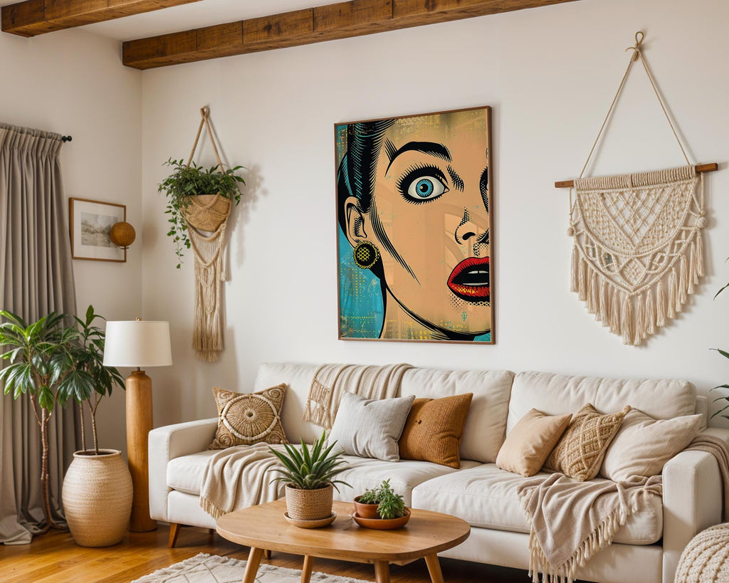 Modern Pop Art | Shocked Woman  Print | Retro Comic Book Poster wall art print, modern home decor, unframed artwork by Nomad & Nest
