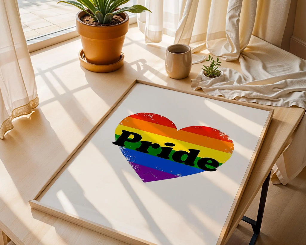 Positive Emotion | Rainbow Pride Heart Wall Art | LGBTQ Love Symbol Print | Minimal Equality Poster wall art print, modern home decor, unframed artwork by Nomad & Nest