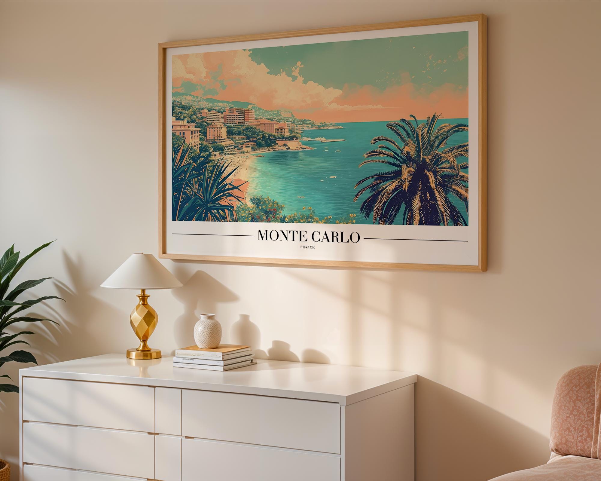 Monte Carlo Travel Poster | French Riviera Vintage Coastal Print wall art print, modern home decor, unframed artwork by Nomad & Nest