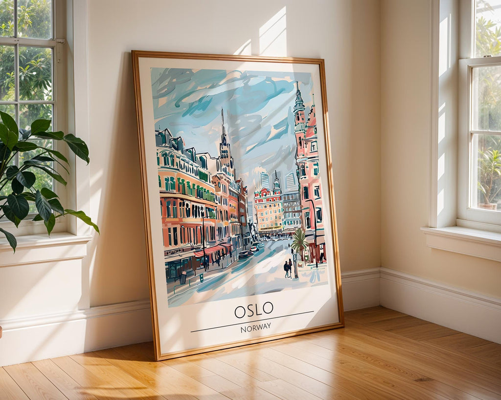Oslo Norway Cityscape Print | Scandinavian Travel Poster wall art print, modern home decor, unframed artwork by Nomad & Nest