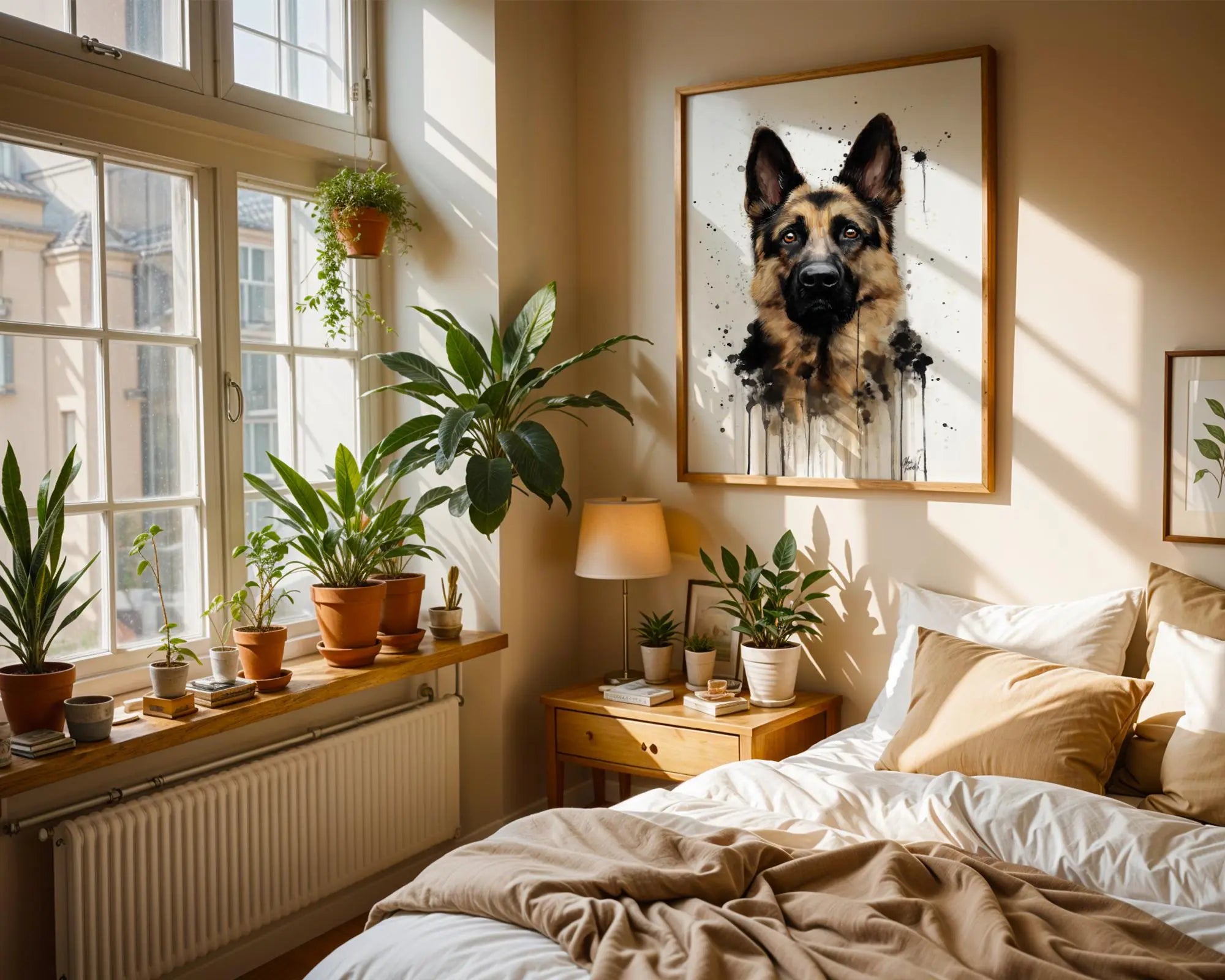 German Shepherd Watercolour Print | Loyal Dog Portrait Wall Art wall art print, modern home decor, unframed artwork by Nomad & Nest
