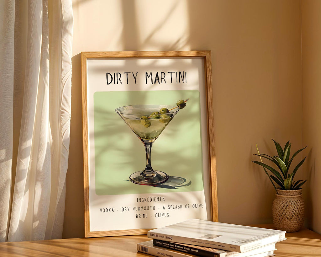 Dirty Martini Cocktail Art Print | Minimalist Bar Cart Decor wall art print, modern home decor, unframed artwork by Nomad & Nest