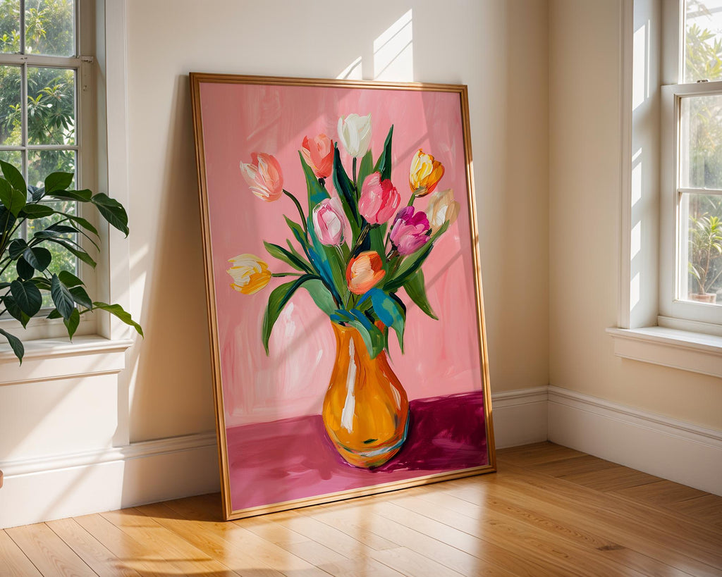 Colourful Prints | Tulips Floral Wall Art |  Botanical Print wall art print, modern home decor, unframed artwork by Nomad & Nest