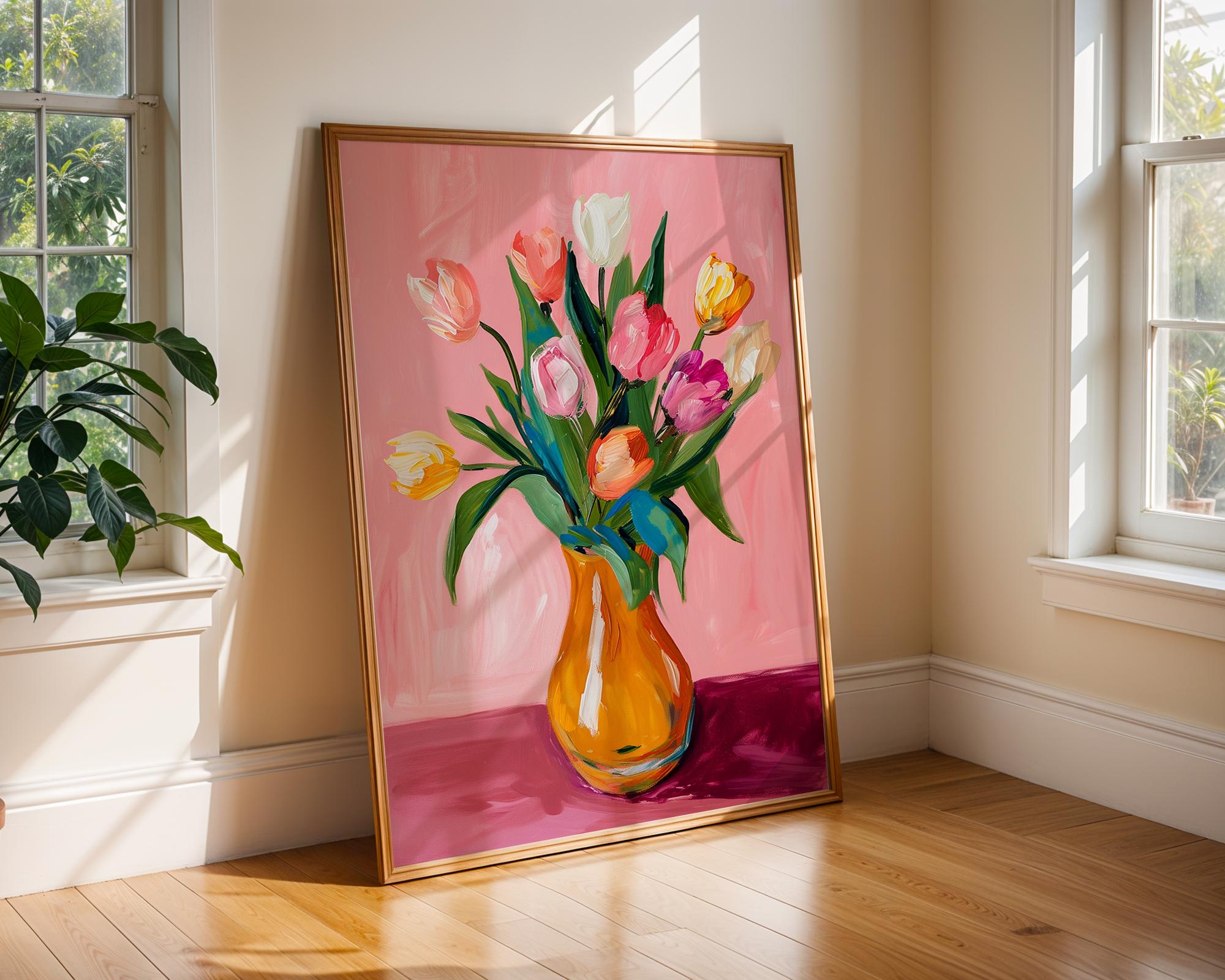 Colourful Prints | Tulips Floral Wall Art |  Botanical Print wall art print, modern home decor, unframed artwork by Nomad & Nest