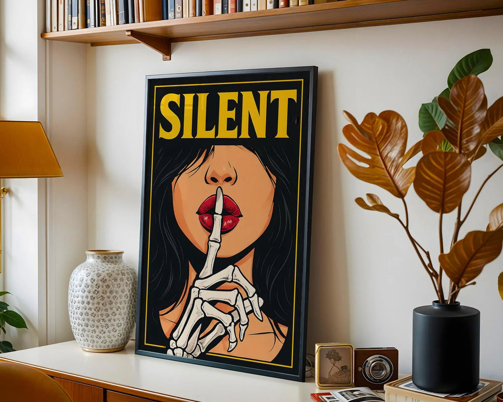 Positive Emotion | Silent Art Print | Dark Pop Art Illustration | Gothic Skeleton Hand Wall Decor wall art print, modern home decor, unframed artwork by Nomad & Nest