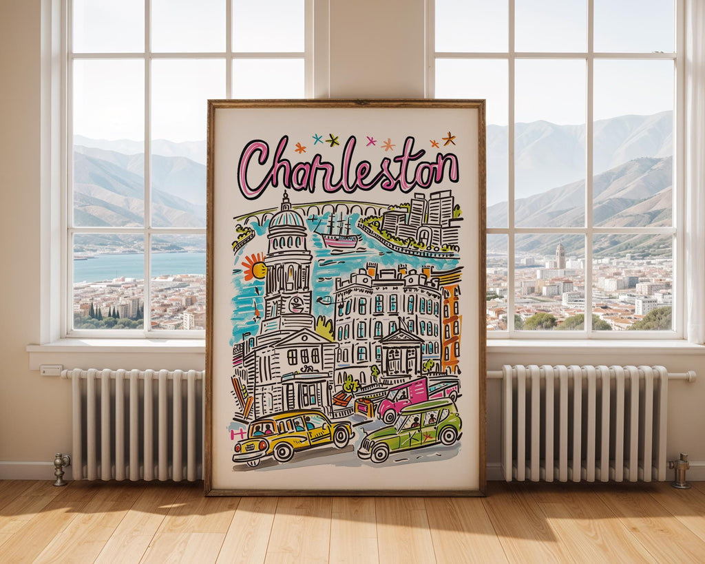 Charleston South Carolina Art Print | Colorful City Travel Poster wall art print, modern home decor, unframed artwork by Nomad & Nest