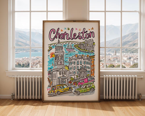 Charleston South Carolina Art Print | Colorful City Travel Poster wall art print, modern home decor, unframed artwork by Nomad & Nest