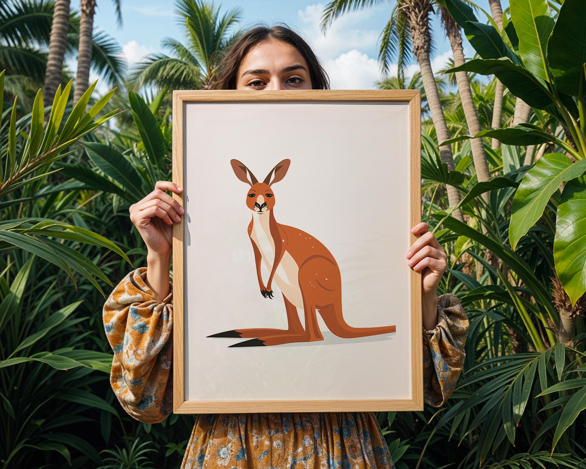 Kangaroo Art Print | Modern Nursery Decor, Aussie Animal Poster wall art print, modern home decor, unframed artwork by Nomad & Nest