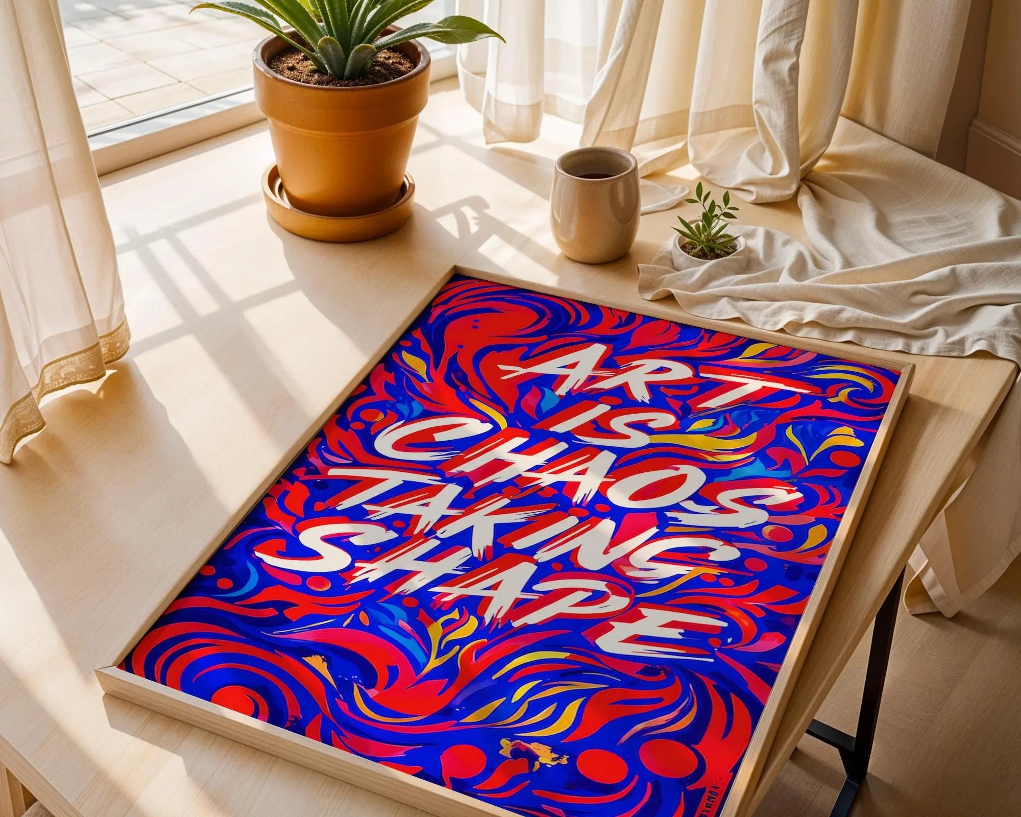 Positive Emotion | Art Is Chaos Taking Shape Poster | Vibrant Abstract Typography | Creative Statement Print wall art print, modern home decor, unframed artwork by Nomad & Nest