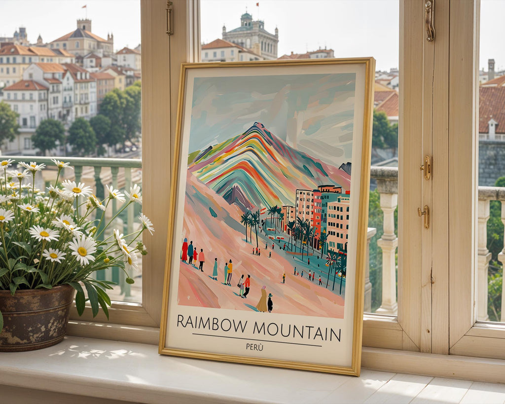 Rainbow Mountain Peru Art Print | Colorful Andes Travel Poster wall art print, modern home decor, unframed artwork by Nomad & Nest