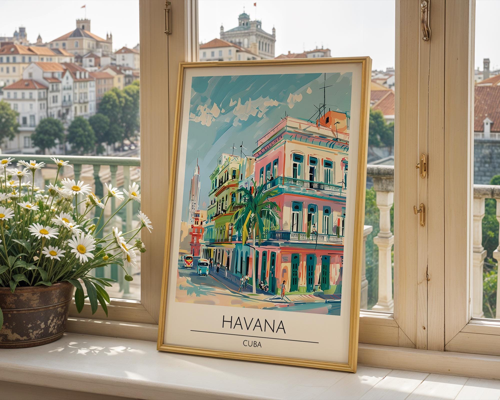 Havana Cuba Travel Print | Retro Caribbean Architecture wall art print, modern home decor, unframed artwork by Nomad & Nest