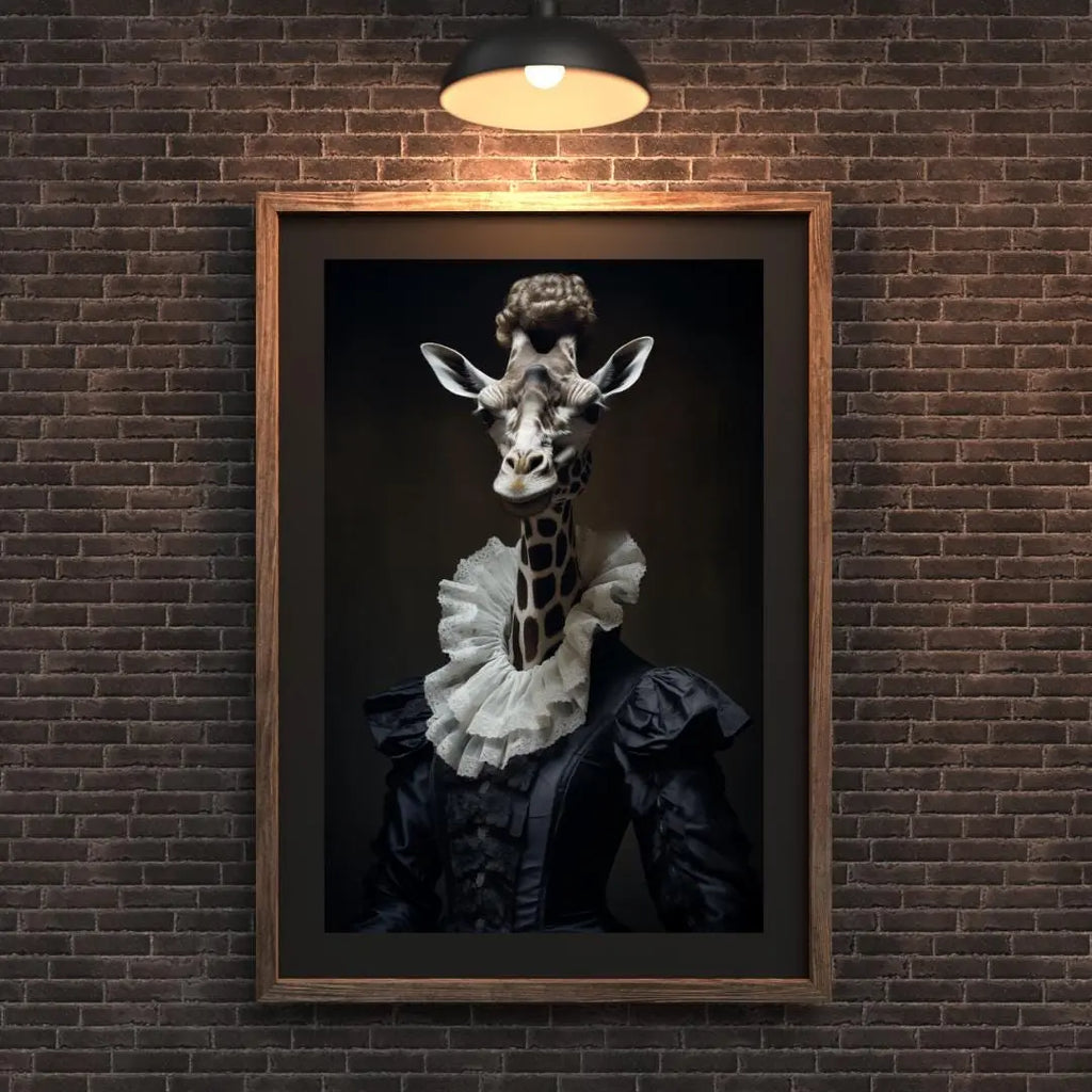 Victorian Giraffe Portrait | Gothic Anthropomorphic Animal Wall Art wall art print, modern home decor, unframed artwork by Nomad & Nest