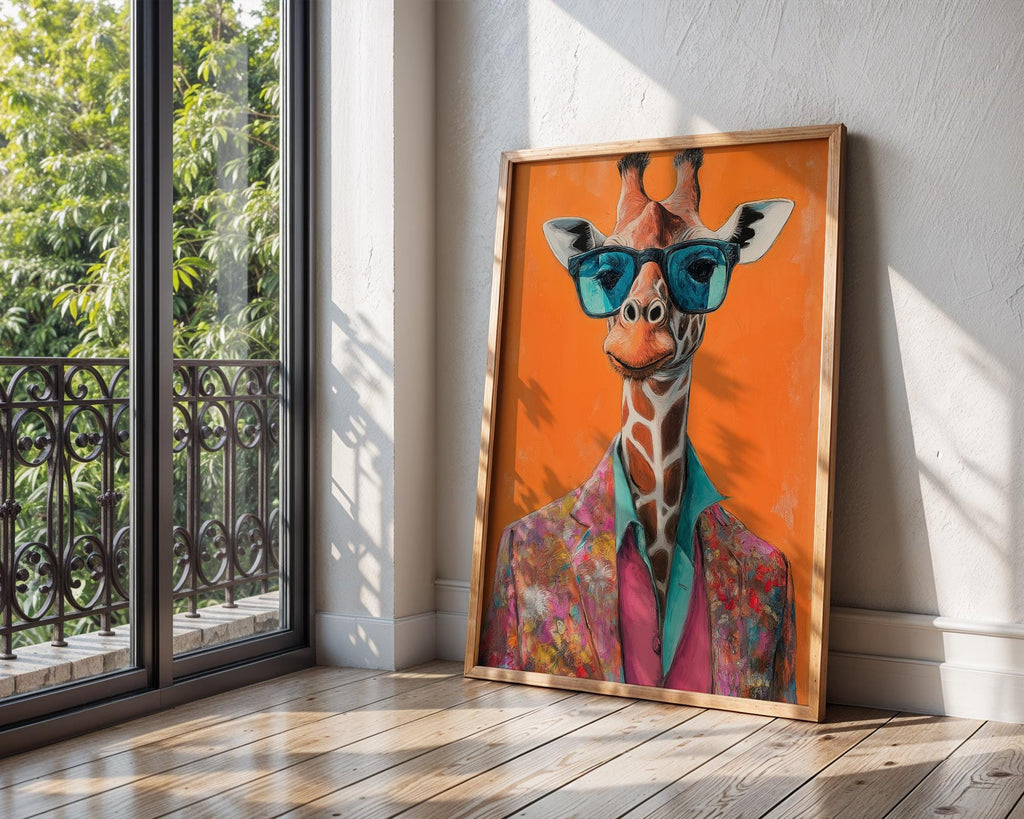 Giraffe in Sunglasses Wall Art | Retro Pop Print wall art print, modern home decor, unframed artwork by Nomad & Nest