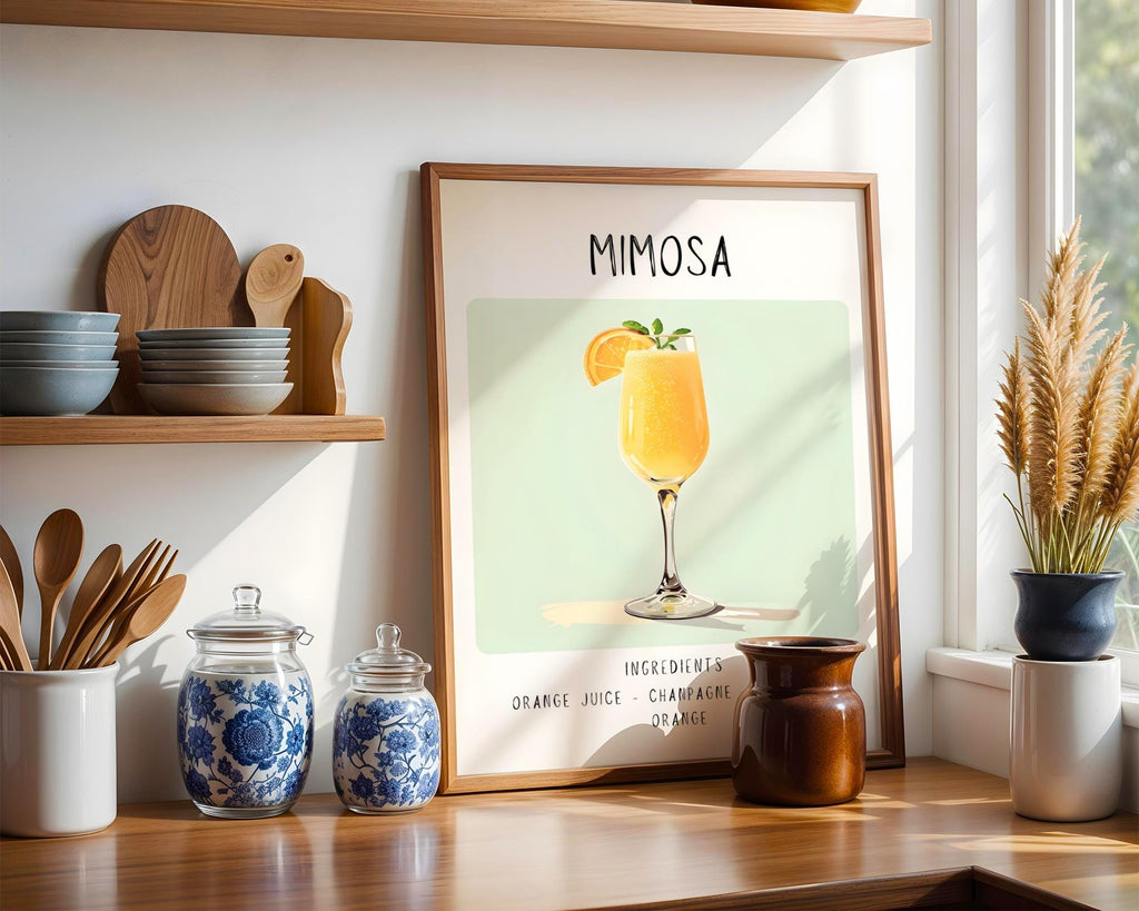 Mimosa Cocktail Art Print | Trendy Bar Cart Poster wall art print, modern home decor, unframed artwork by Nomad & Nest