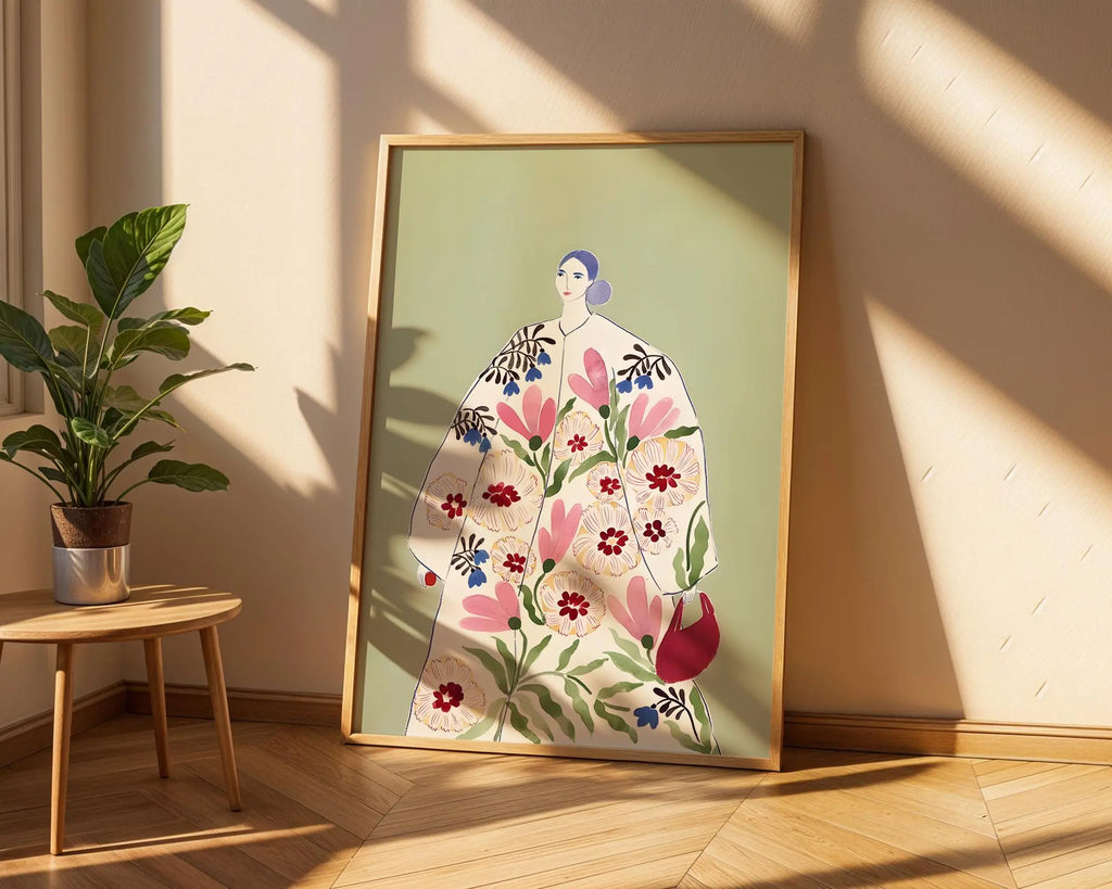 Floral Woman Art Print | Modern Fashion Illustration, Stylish Home Decor wall art print, modern home decor, unframed artwork by Nomad & Nest