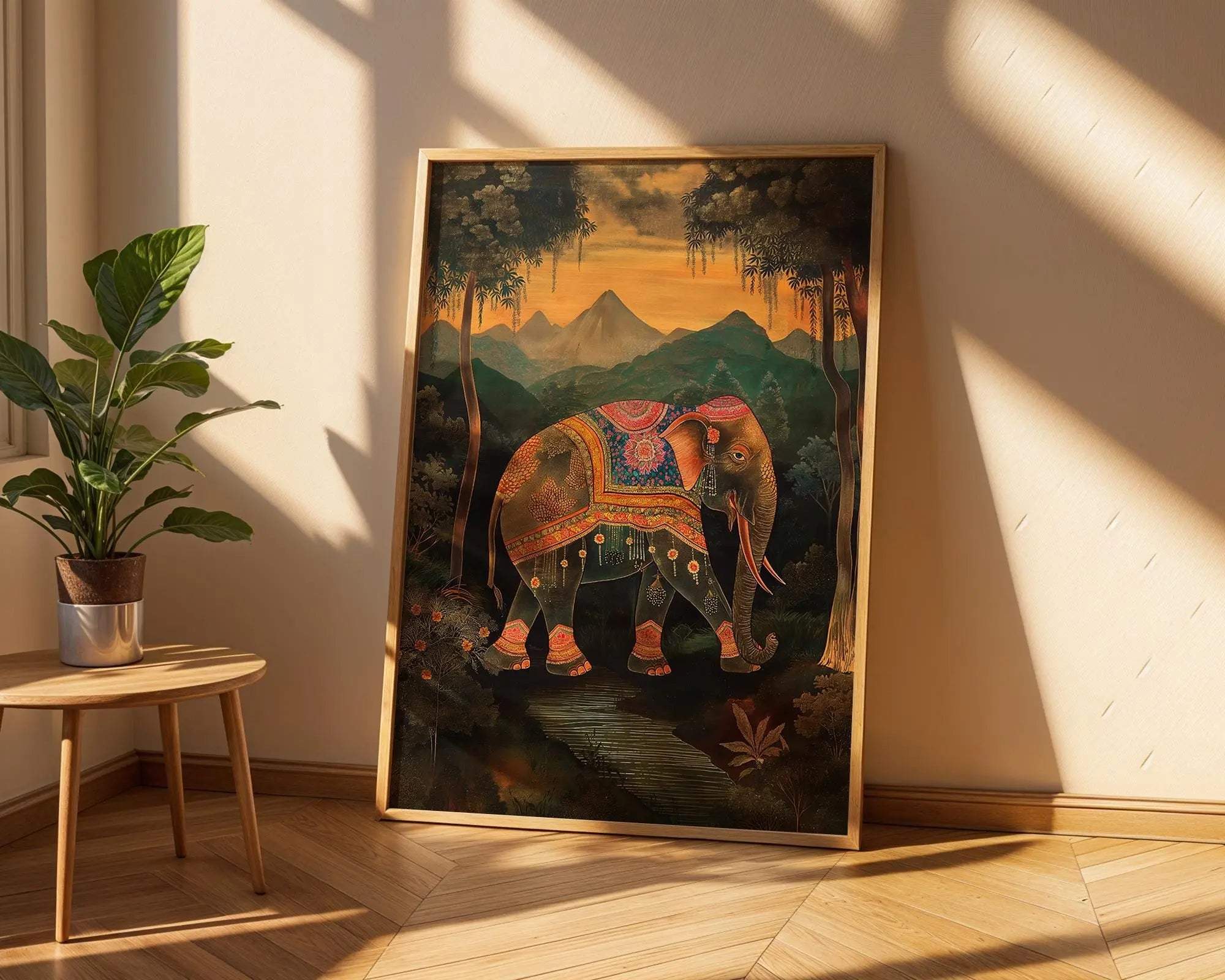 Elephant Wall Art Print | Bohemian Jungle Animal Illustration wall art print, modern home decor, unframed artwork by Nomad & Nest