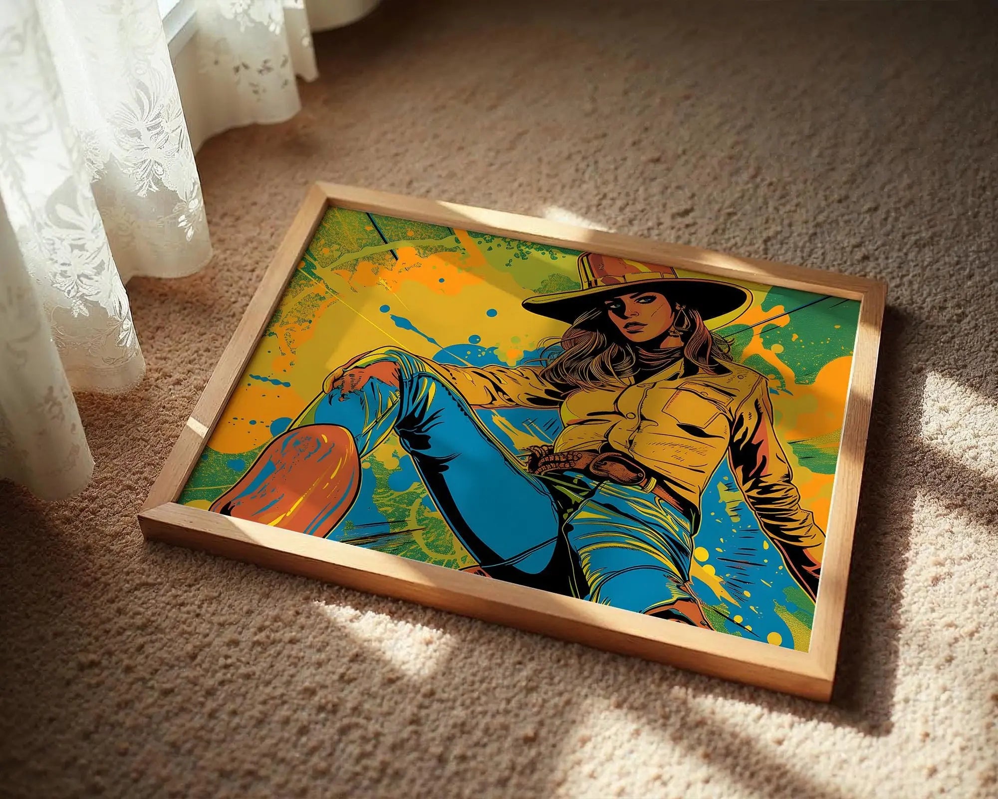 Modern Pop Art | Cowgirl Print, Retro Western Decor, Boho Home wall art print, modern home decor, unframed artwork by Nomad & Nest