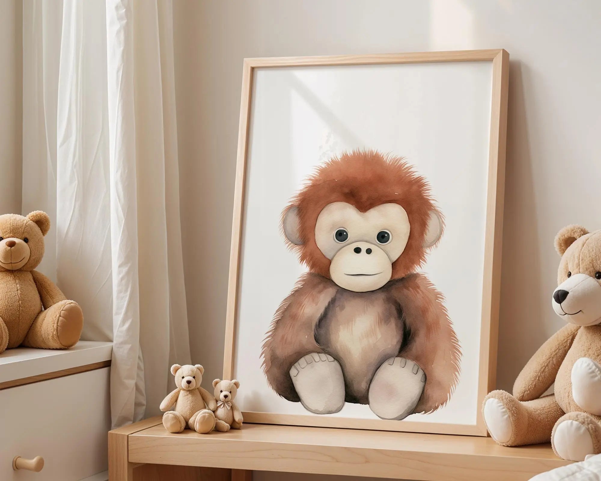 Playroom Ideas | Cute Orangutan Nursery Wall Art | Jungle Animal Baby Decor wall art print, modern home decor, unframed artwork by Nomad & Nest