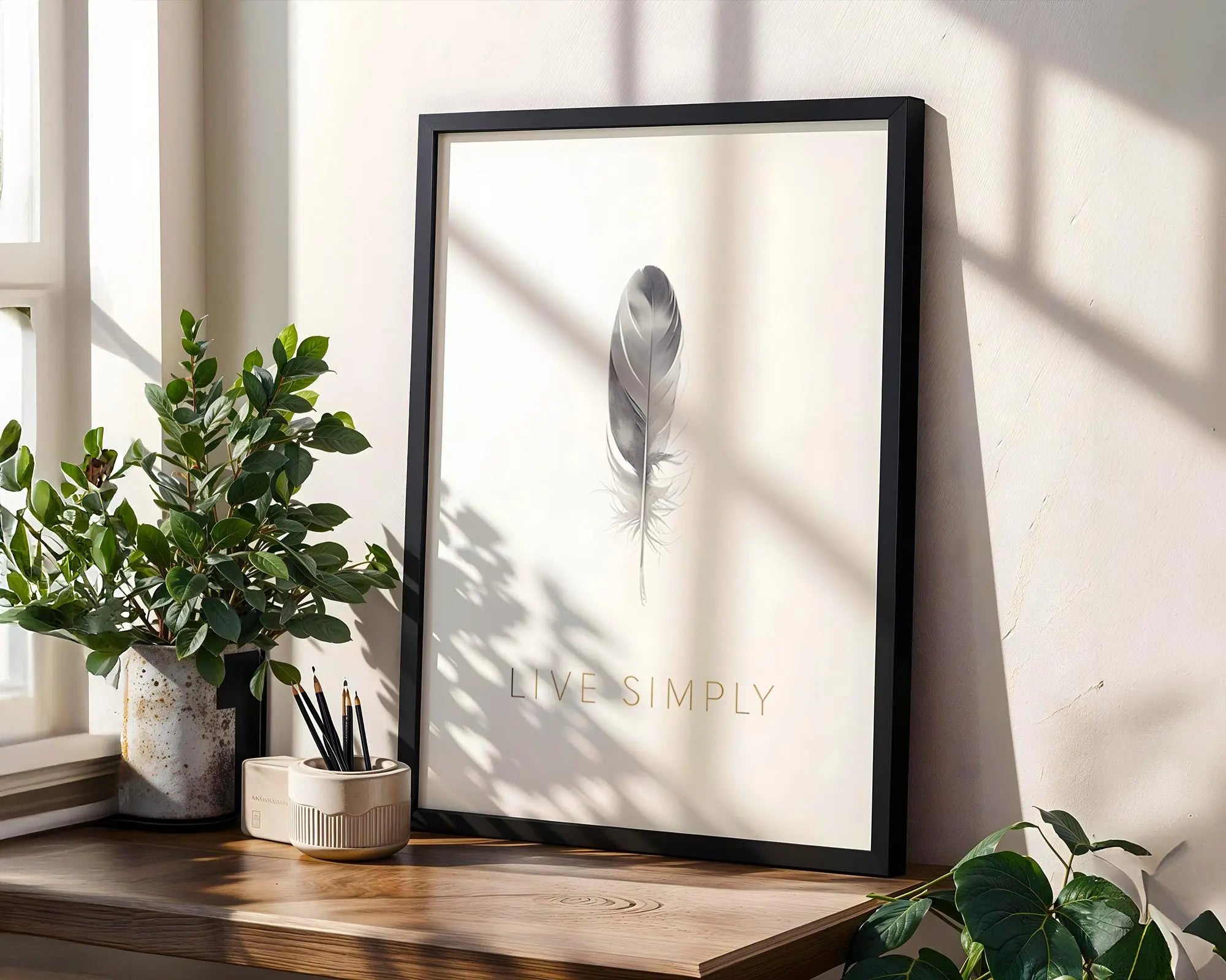 Feather Wall Art Print | Minimalist Zen Home Decor wall art print, modern home decor, unframed artwork by Nomad & Nest